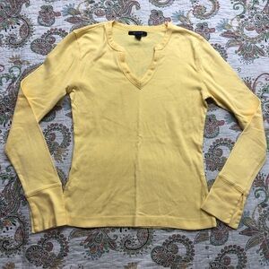 Y2K 90s Tommy Hilfiger Yellow long sleeve V-neck top